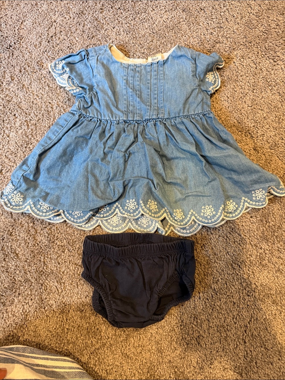 Baby B’Gosh Blue Chambray Dress with Navy Bloomers Set